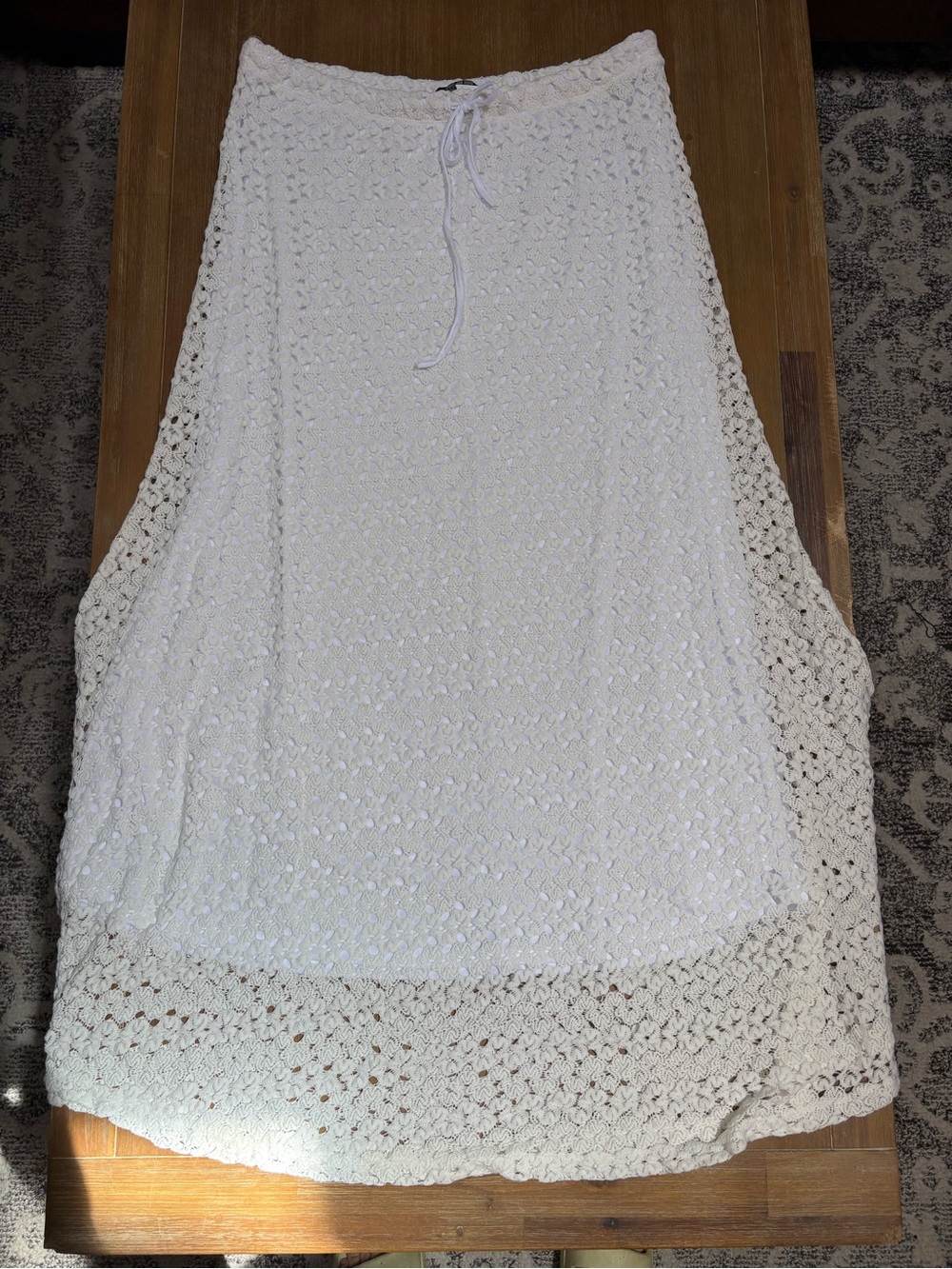 long tall sally Cream Crochet Maxi Skirt with Drawstring Waist